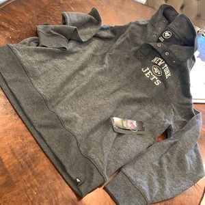 NEW YORK JETS Gray Snap Sweatshirt with Pockets-NWT